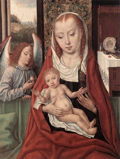 Master of the Saint Ursula Legend Virgin and Child with an Angel oil painting picture